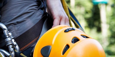 Person in Rockclimbing Gear