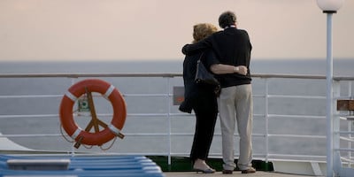 Couple Looking at Sunset on Cruise