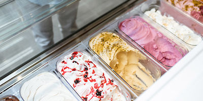 Gelato Flavors in Freezer